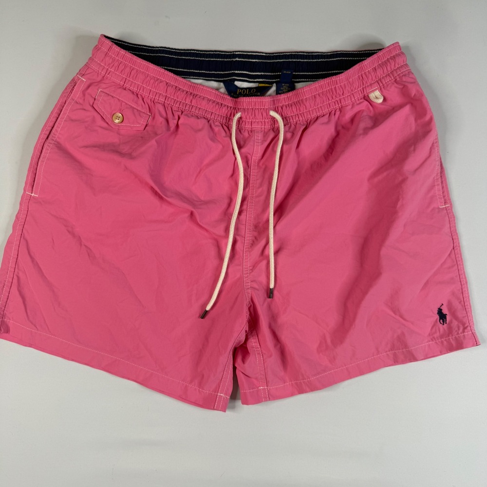Polo Ralph Lauren Swim Trunks Mens‎ XXL Pink Nylon Mesh Lined Pony Logo Shorts